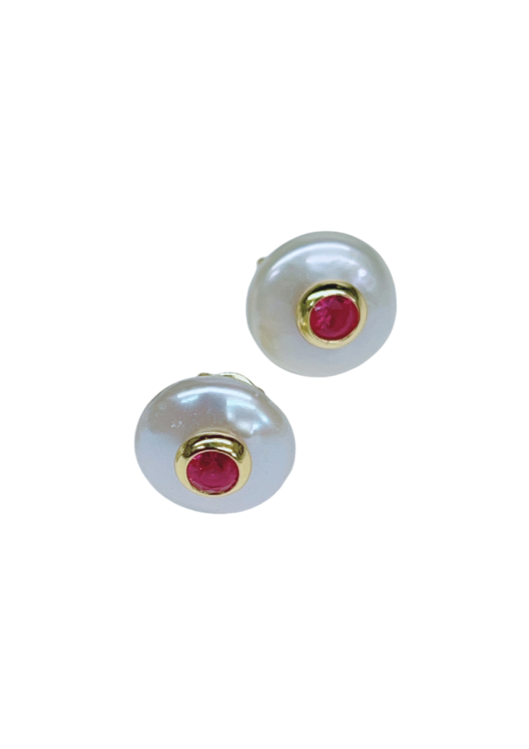 Ruby pearl stud