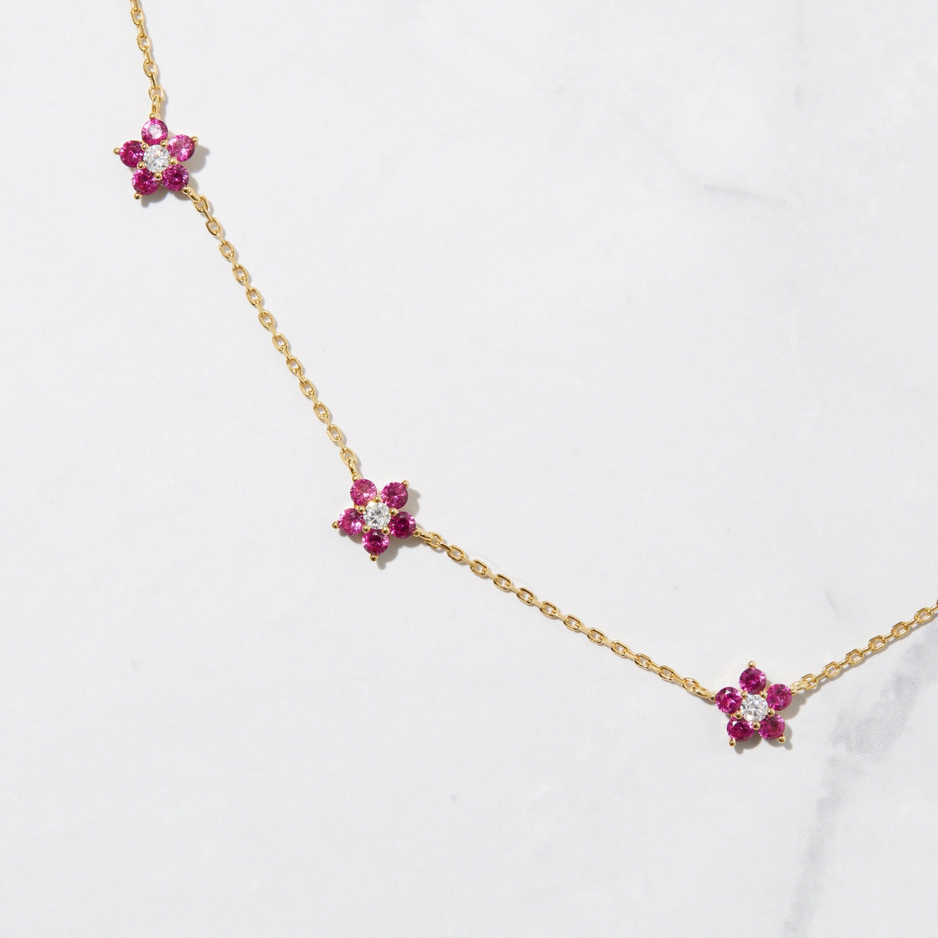 Ruby flower necklace