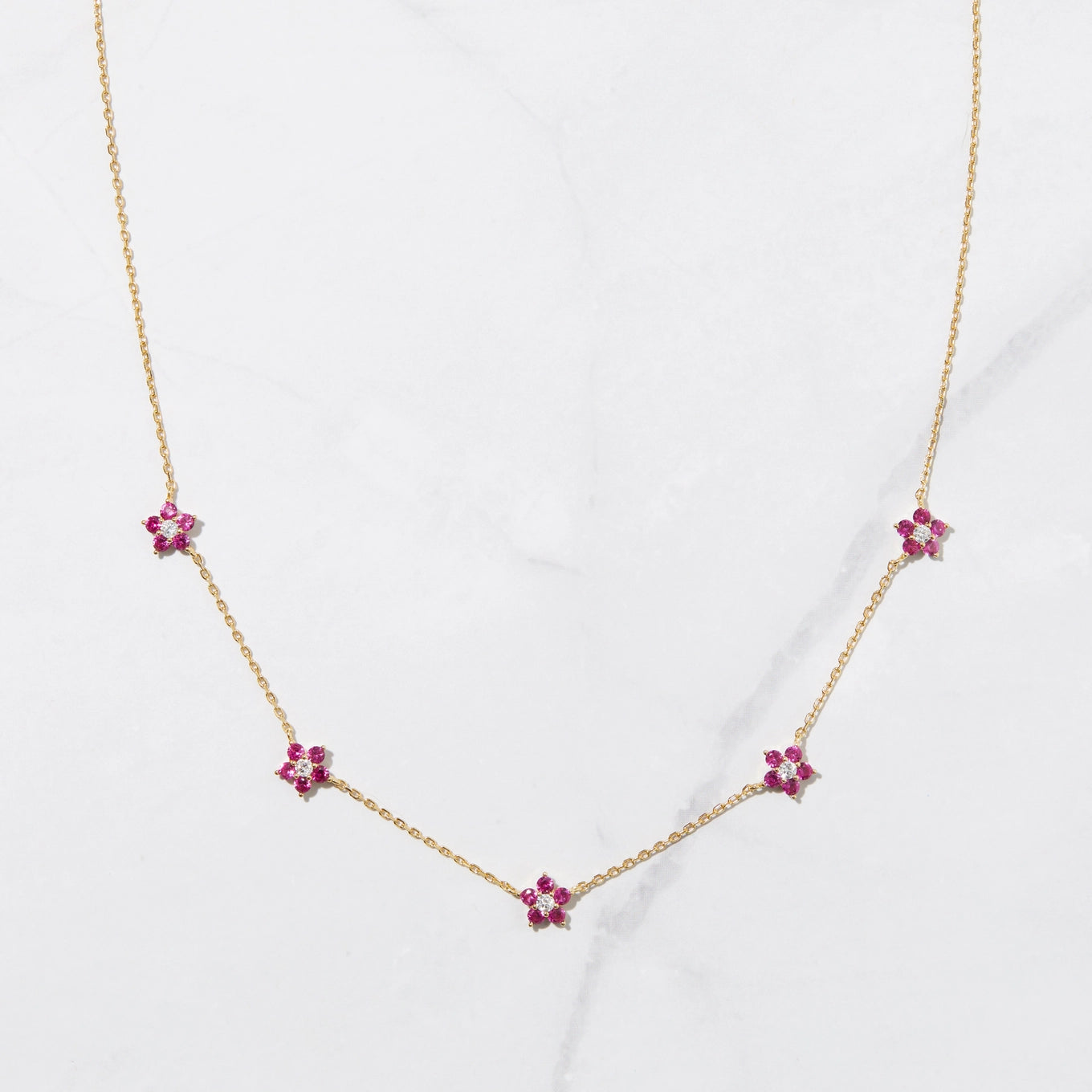 Ruby flower necklace