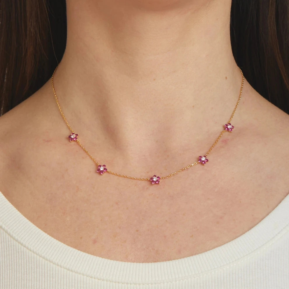 Ruby flower necklace