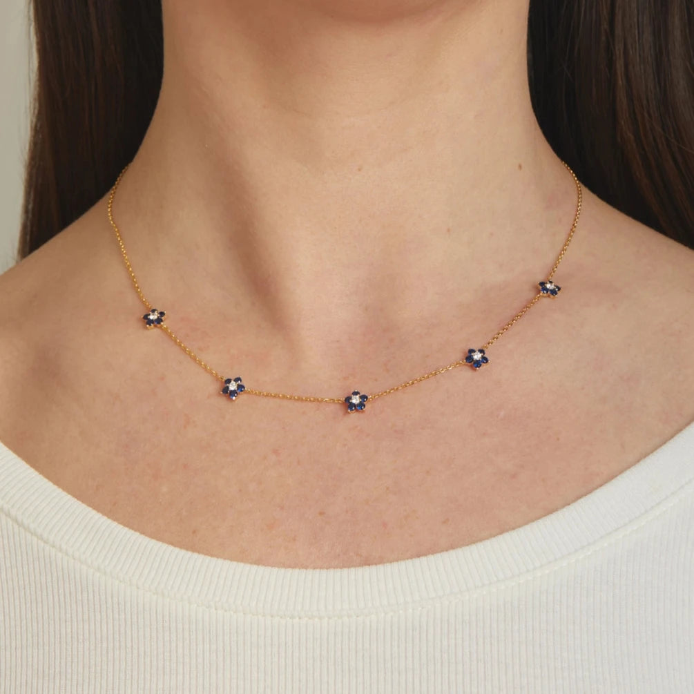 Sapphire flower necklace