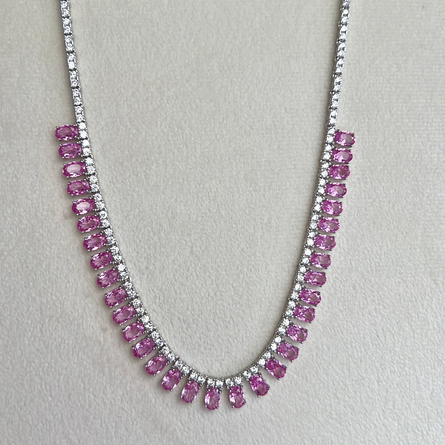 Pink tennis necklace