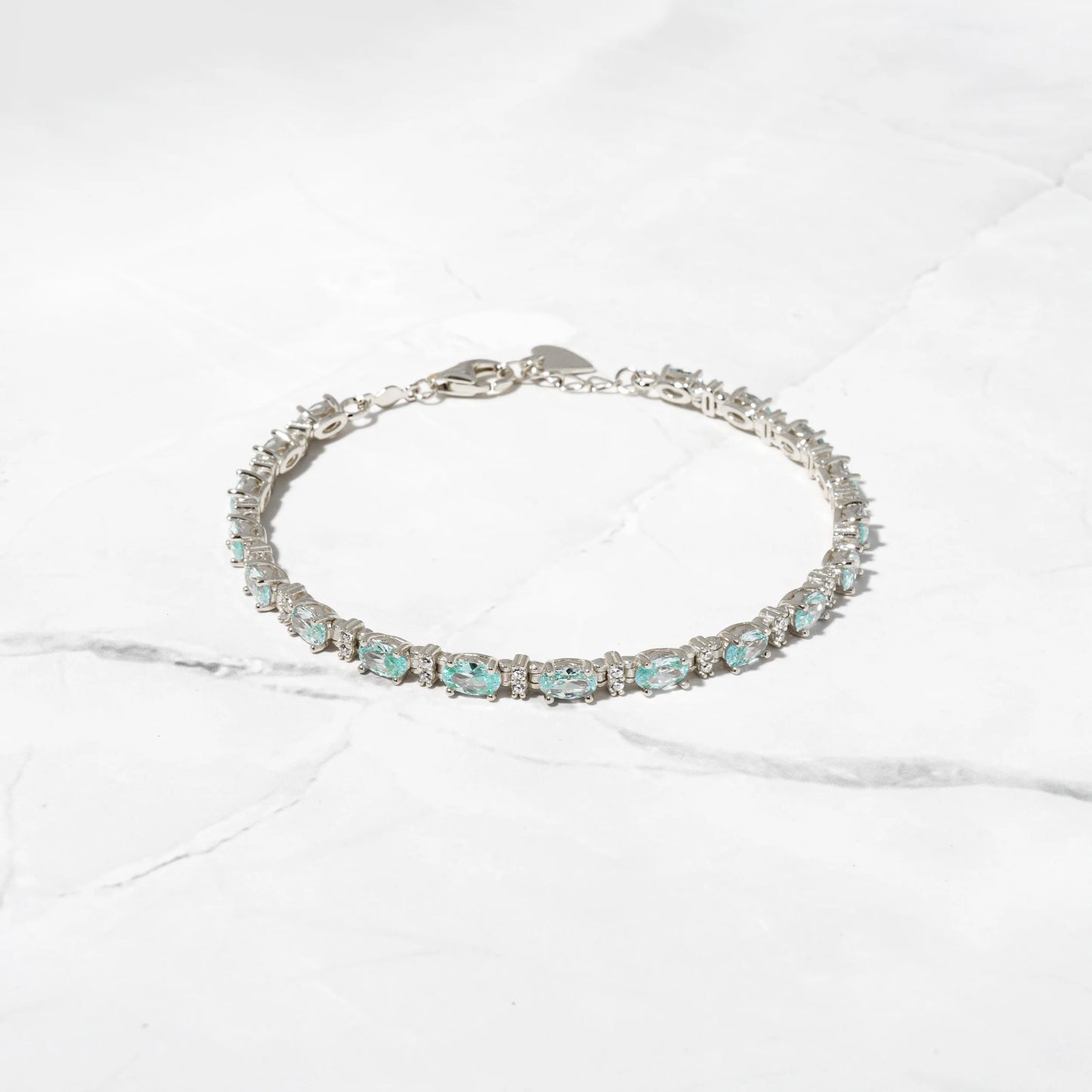 Aquamarine tennis bracelet silver