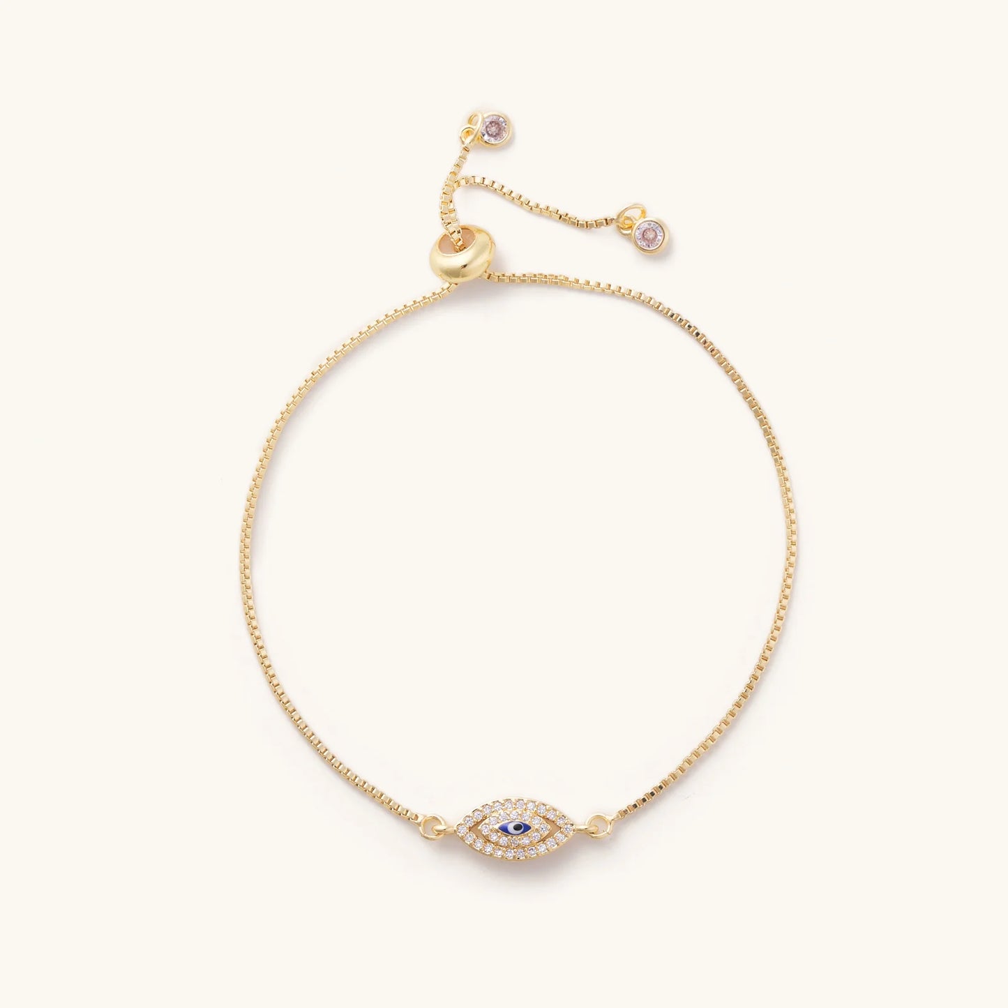 Blue evil eye slider bracelet