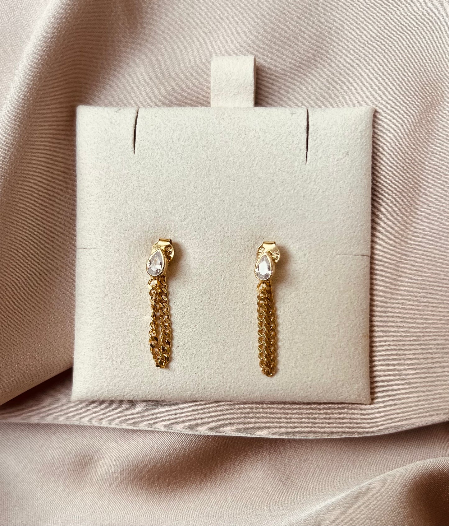 Gold marquise chain earrings