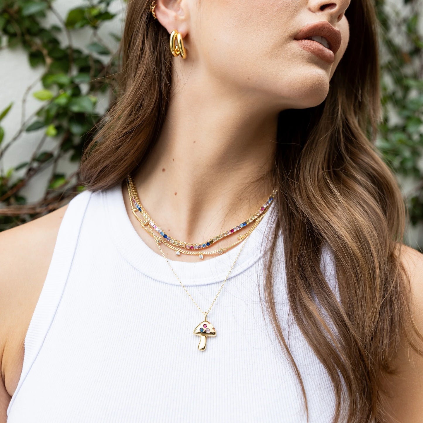 Rainbow tennis necklace