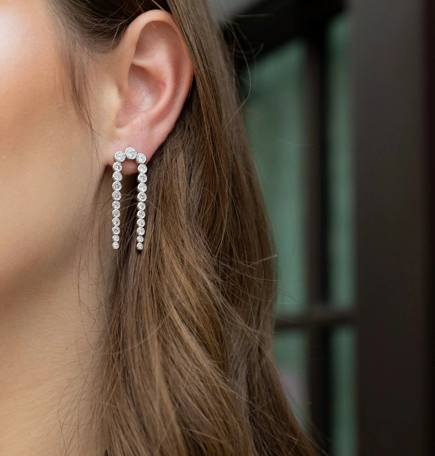 CZ curve earrings