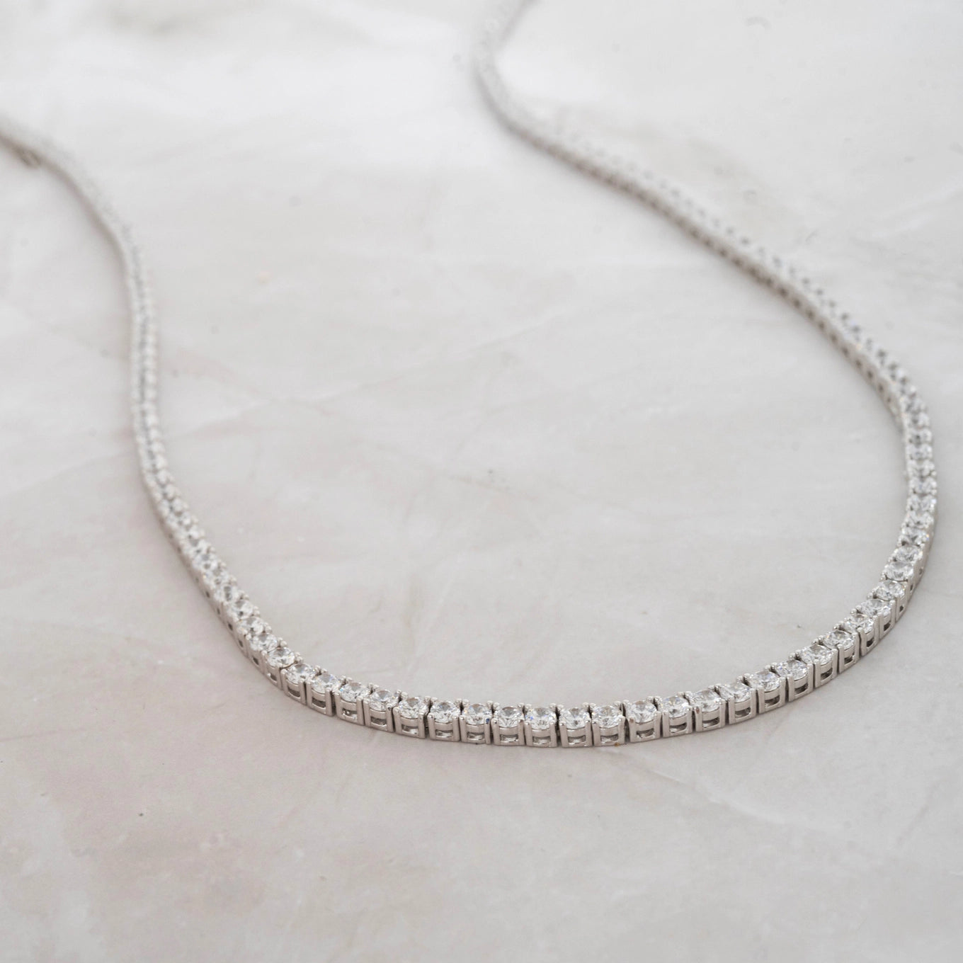 3mm tennis necklace silver