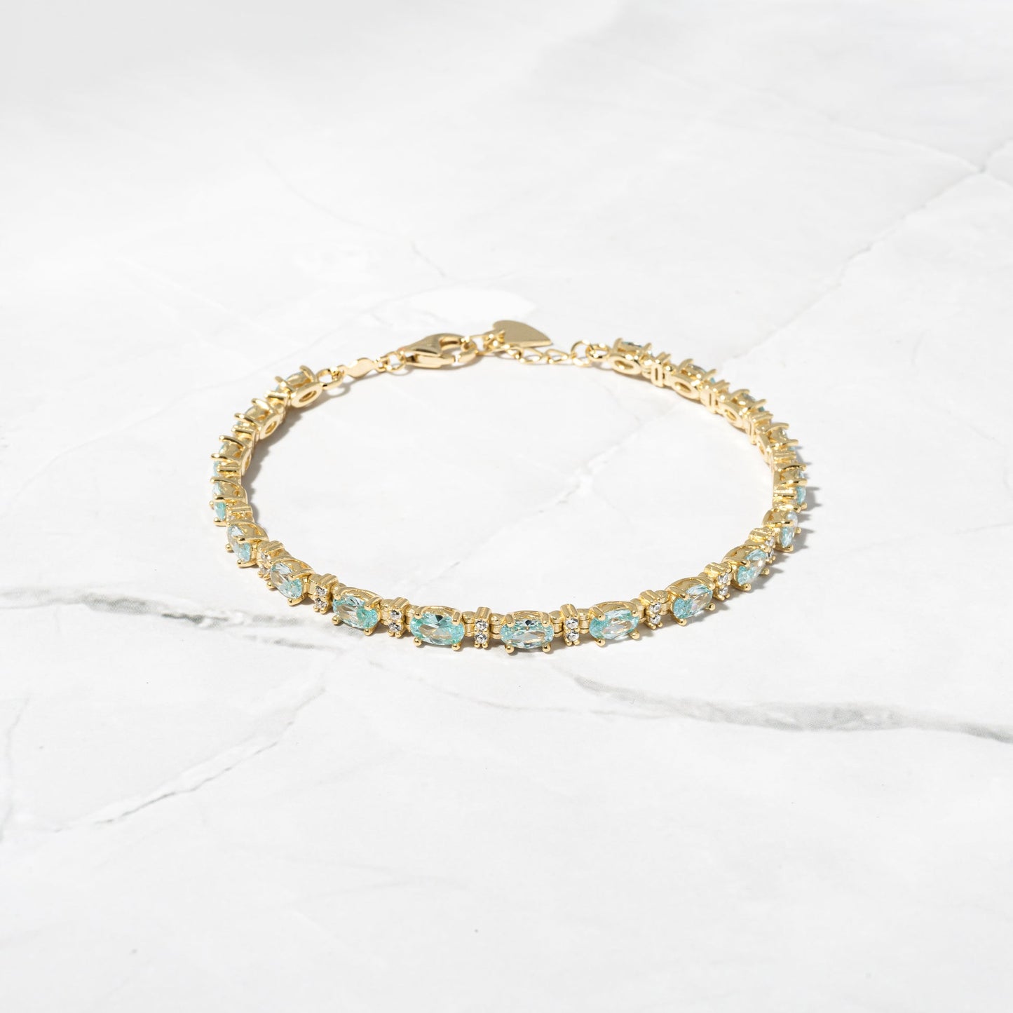 Aquamarine tennis bracelet gold