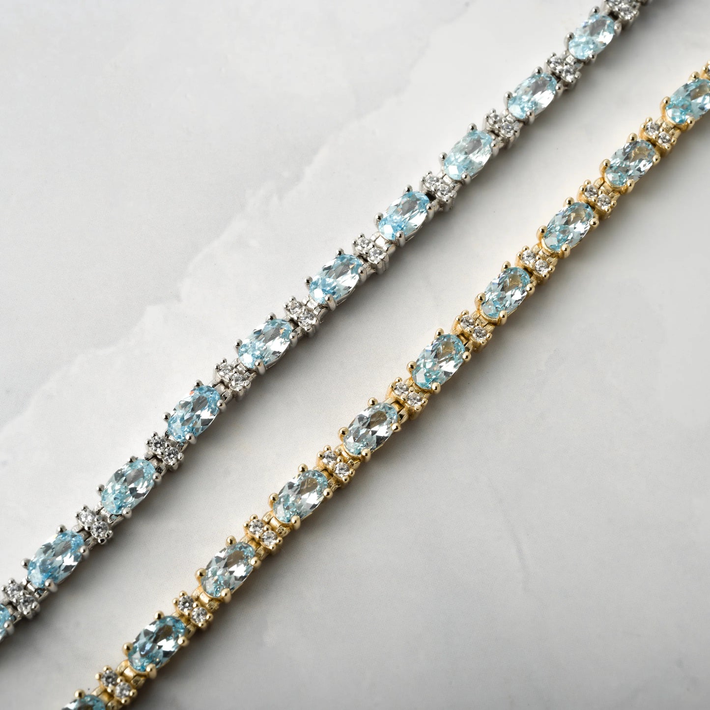 Aquamarine tennis bracelet silver