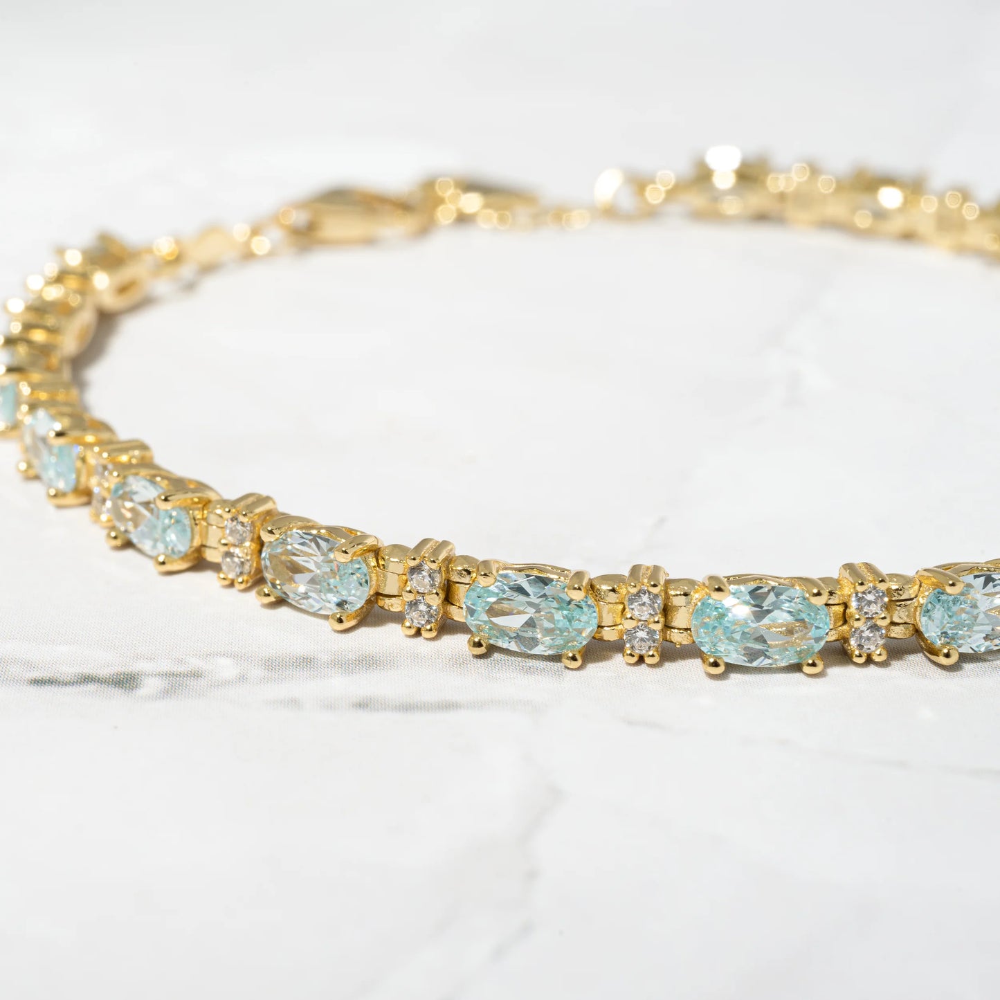 Aquamarine tennis bracelet gold