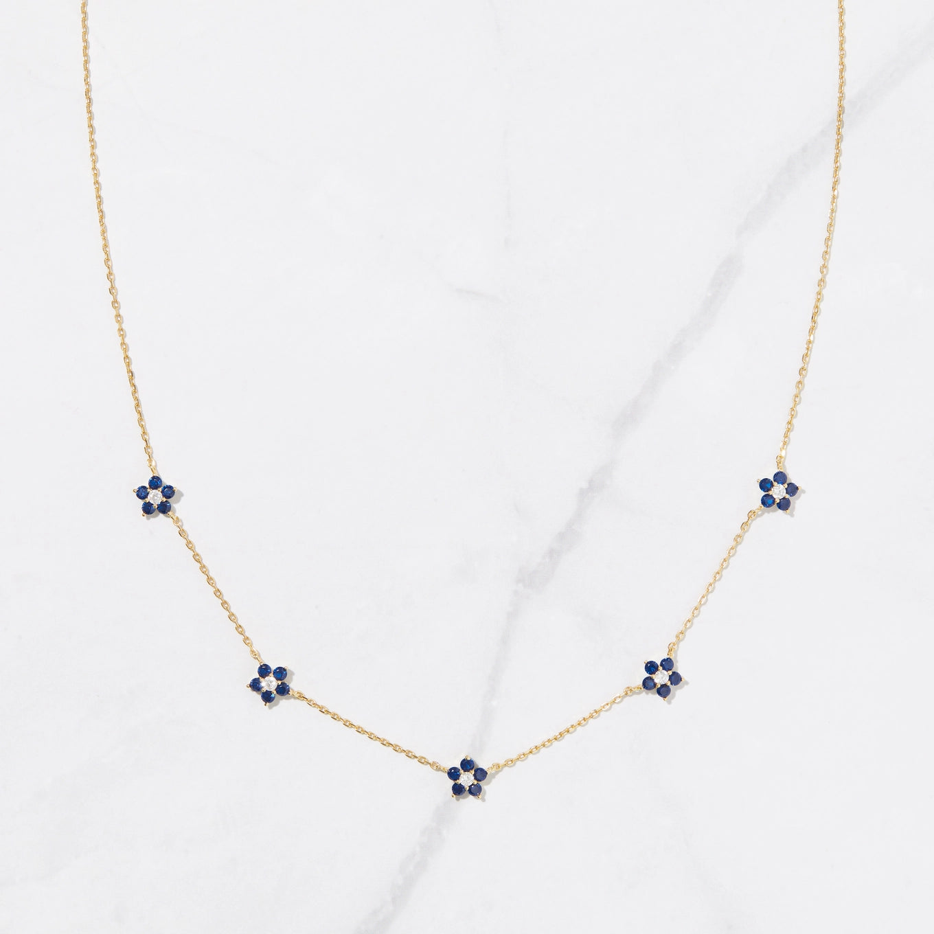 Sapphire flower necklace