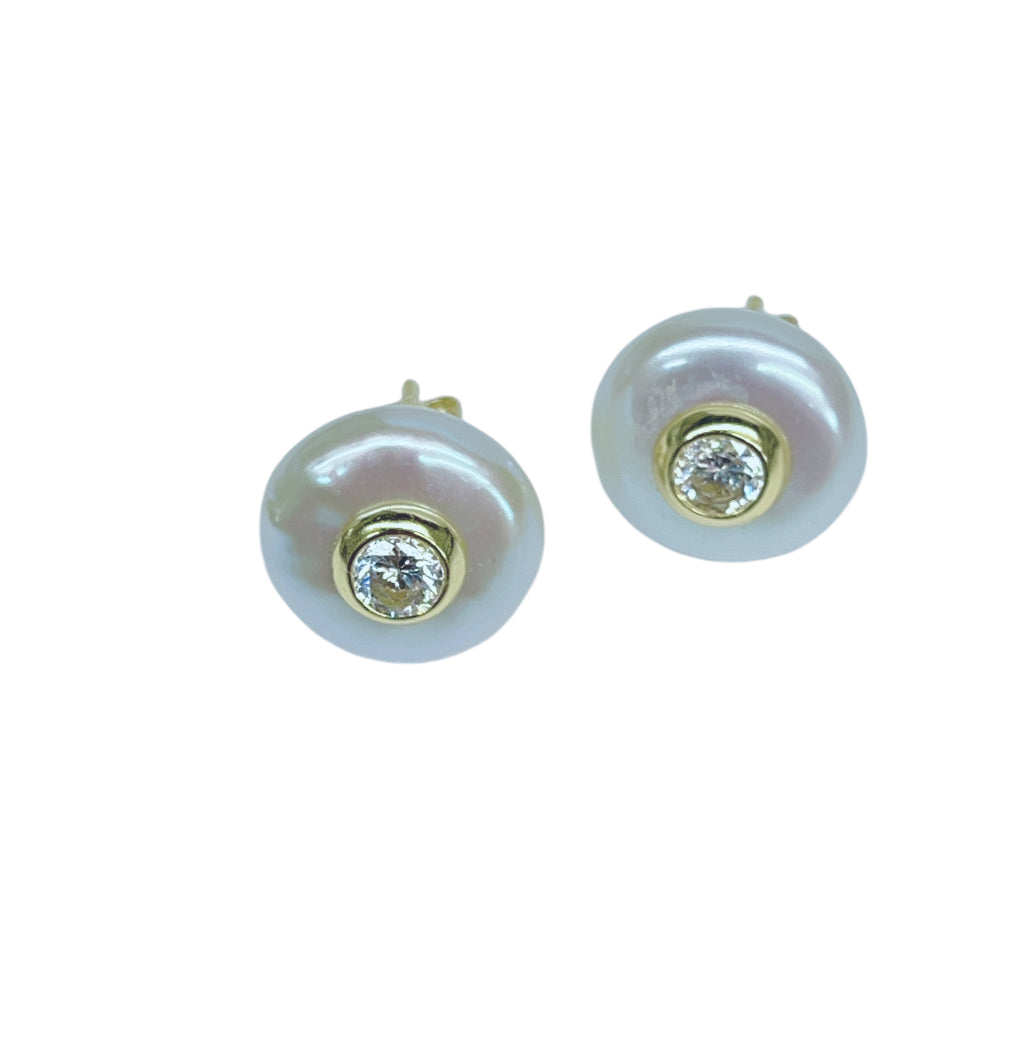 CZ pearl stud clear