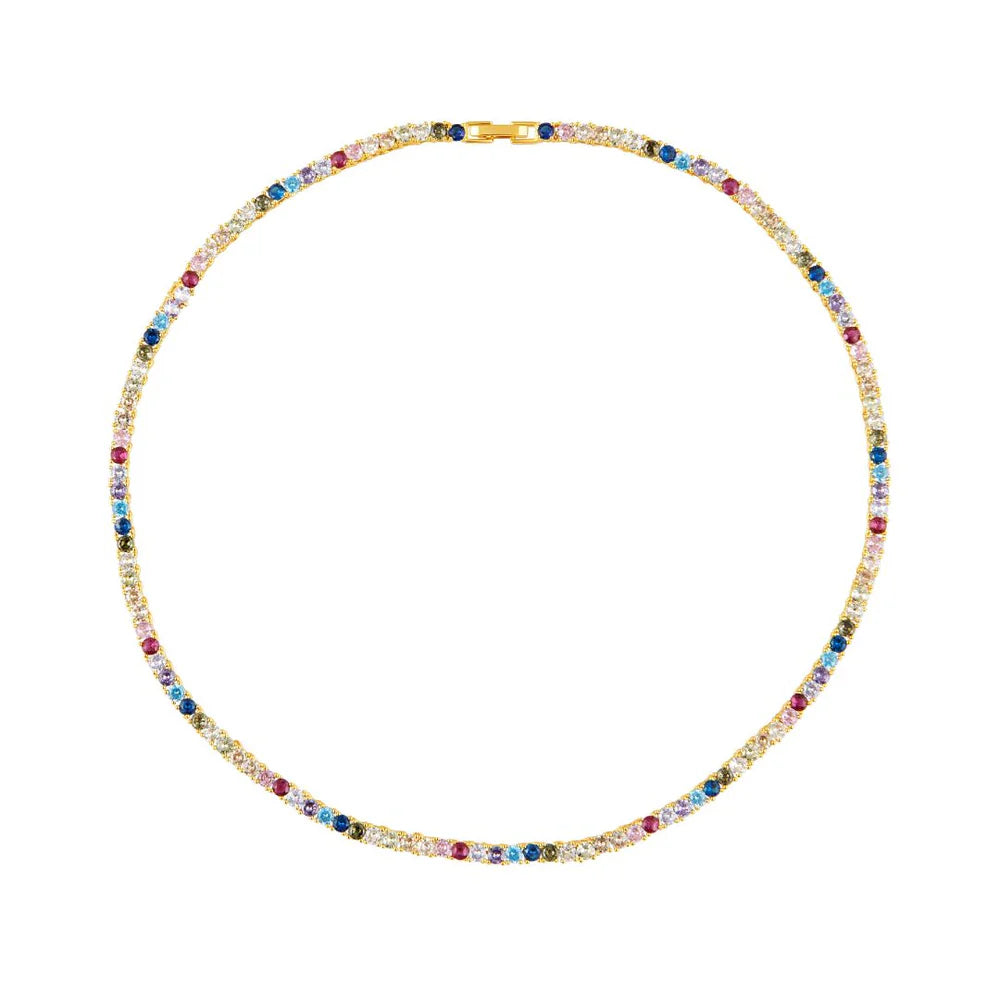Rainbow tennis necklace
