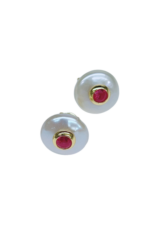 Ruby pearl stud