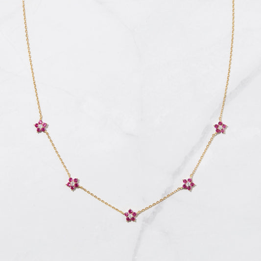 Ruby flower necklace