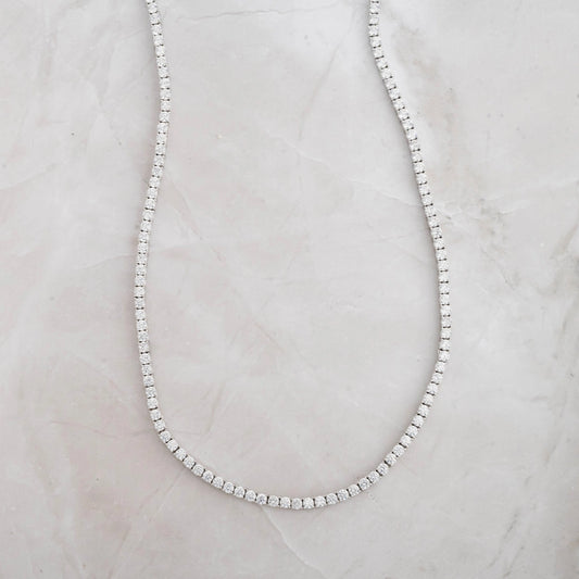 3mm tennis necklace silver