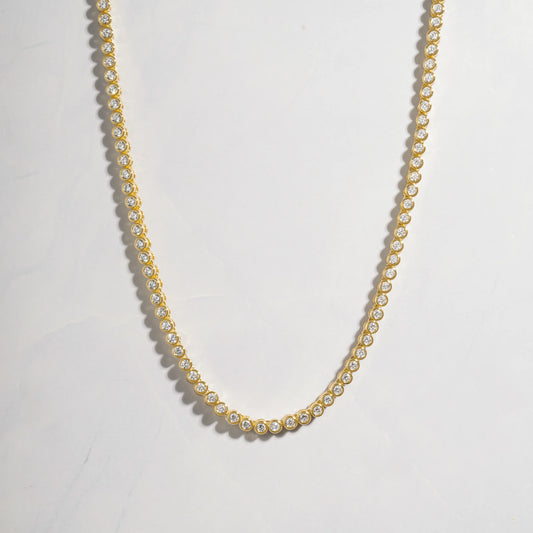 Gold bezel tennis necklace