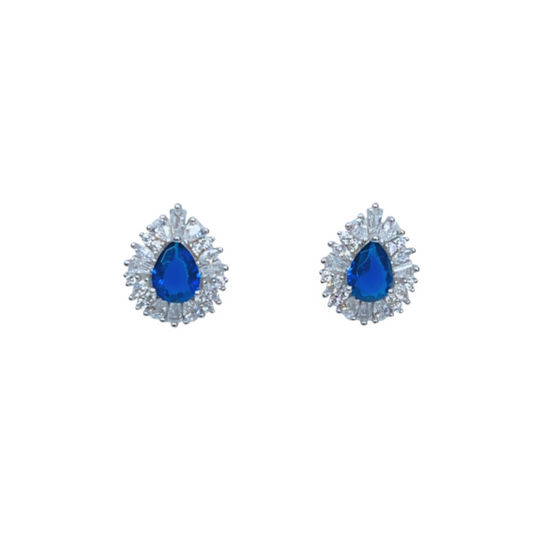 Pear saphire earring