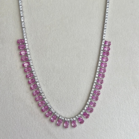 Pink tennis necklace