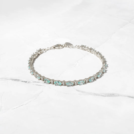 Aquamarine tennis bracelet silver