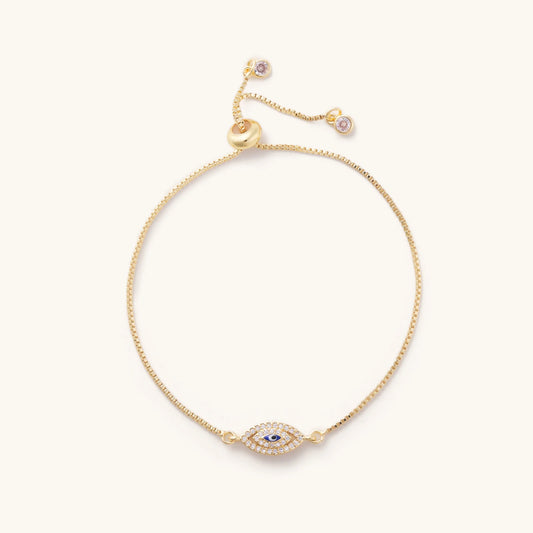 Blue evil eye slider bracelet