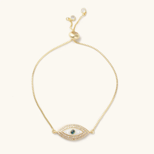 Green evil eye slider bracelet