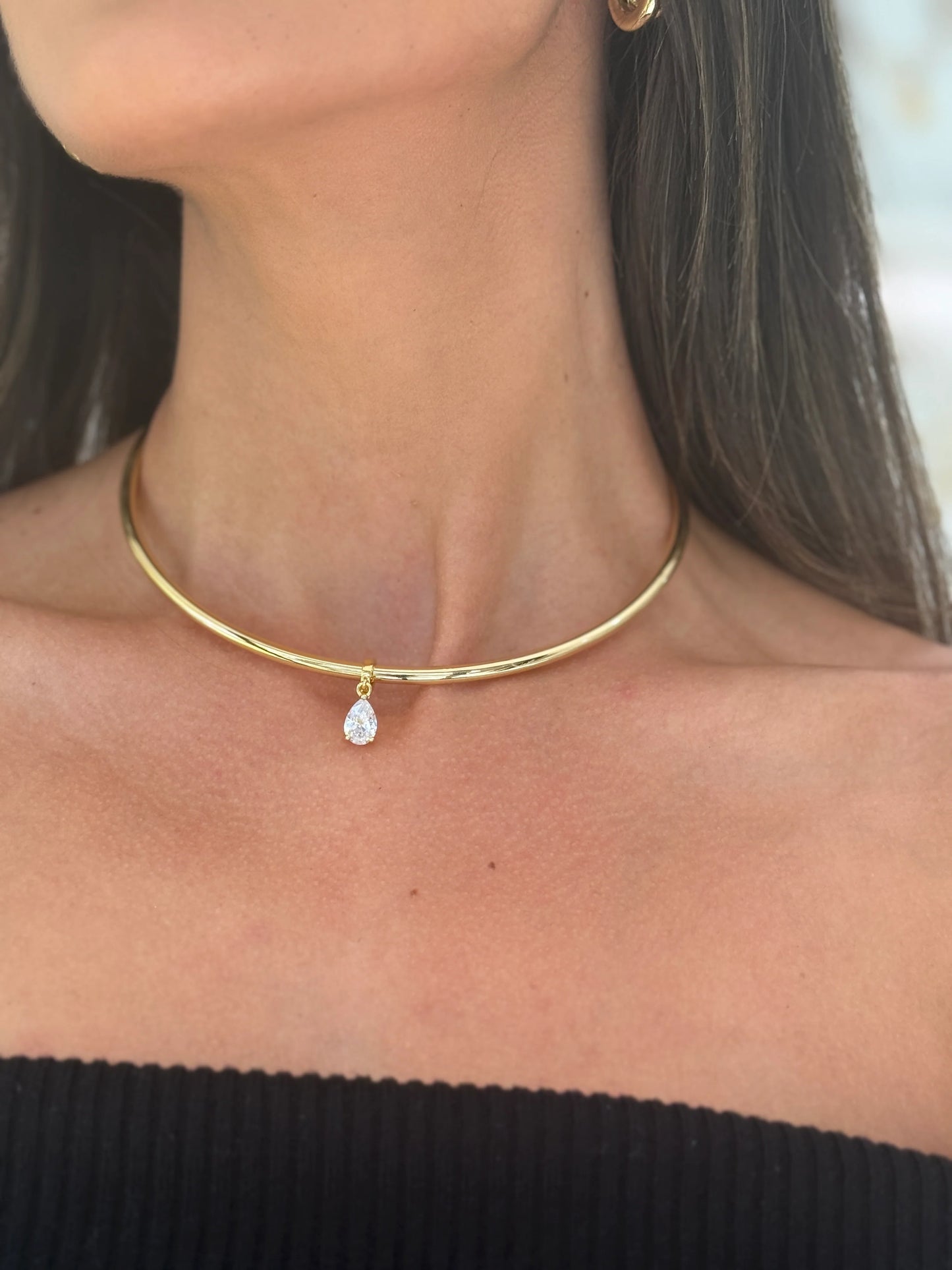 Pear cuff necklace