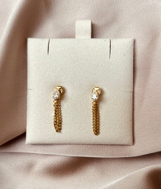 Gold marquise chain earrings