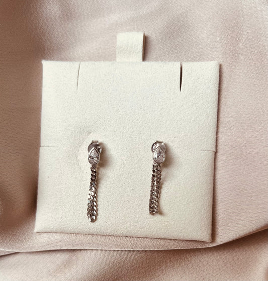 Silver marquise earrings