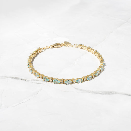 Aquamarine tennis bracelet gold