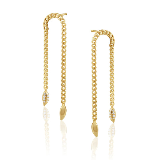 Chain curve earrings