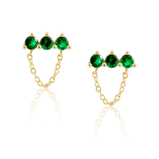 Emerald trio earrings