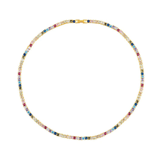 Rainbow tennis necklace