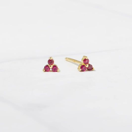 Teeny tiny ruby trinity stud